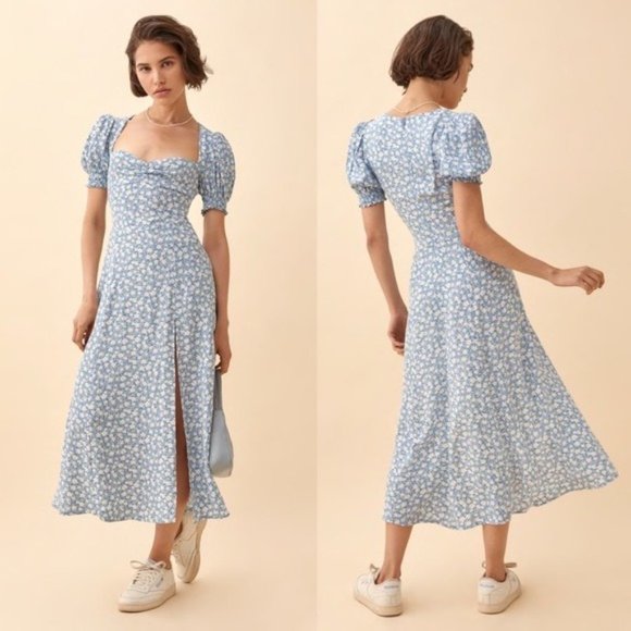 Reformation Dresses & Skirts - NWT Reformation Lacey Midi Dress in Azzurro Size 2